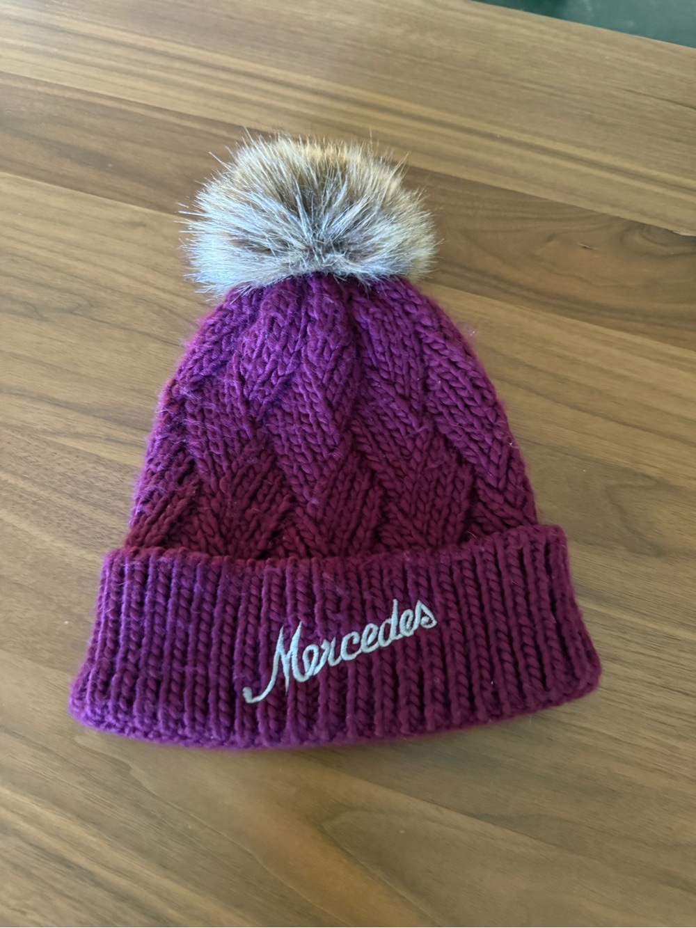 Mercedes Women's Knit Pom Beanie - Plum